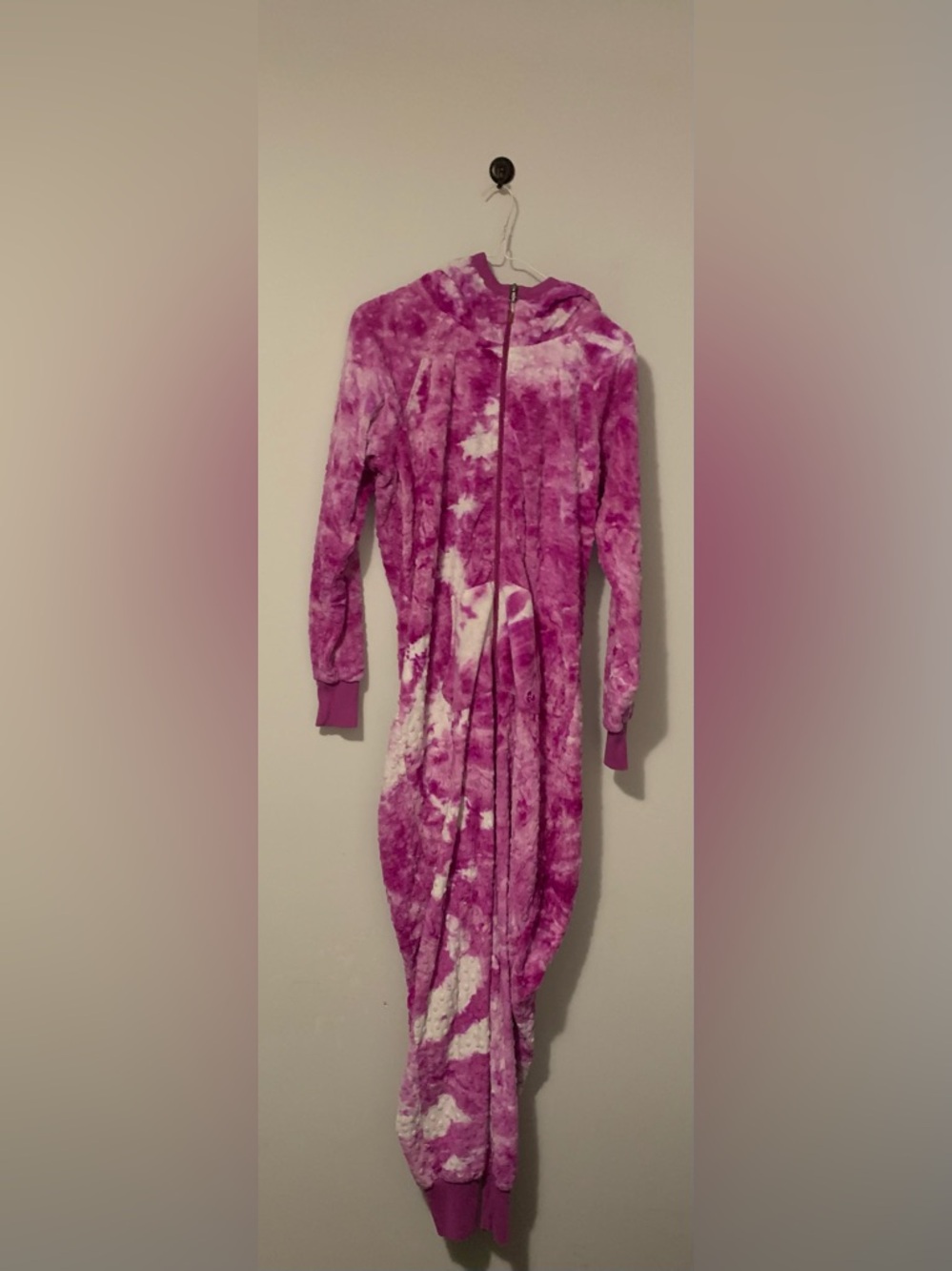 Juicy Couture Pink and White Plush Zip-Up Romper
